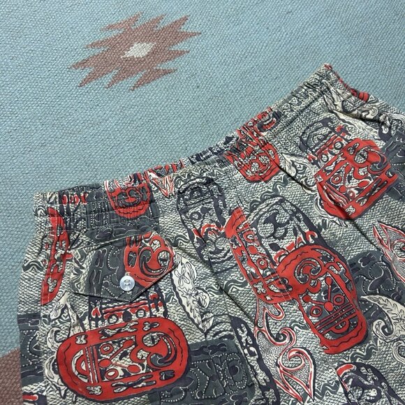 Vintage 1950s 60s swim trunks shorts Hawaiian cotton novelty print surf large - Picture 4 of 11
